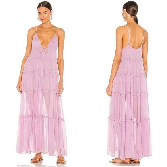 A.L.C. Gemma Purple Tiered Silk Maxi Dress size 4 - Picture 3 of 13